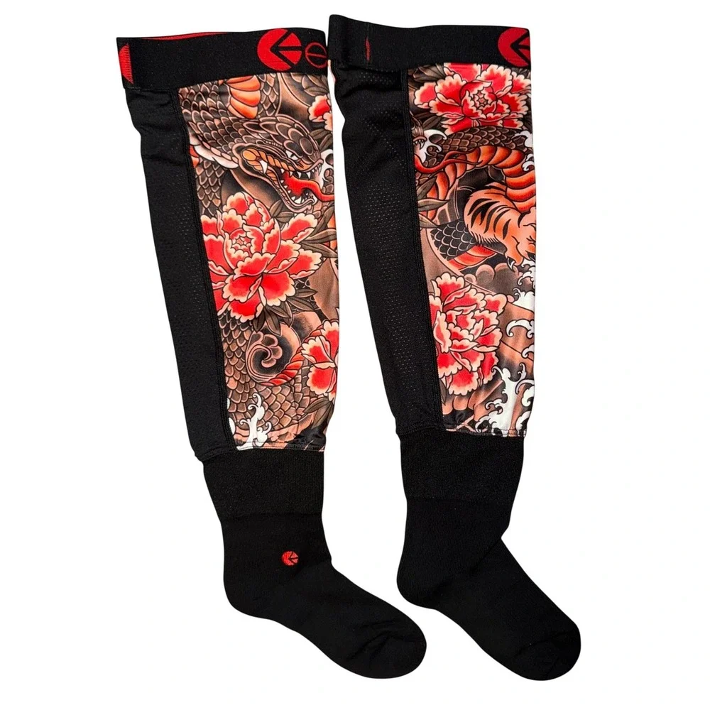 Ethika Mens Moto Sock‎ Shogun Black Tiger Dragon Knee High Performance Socks M